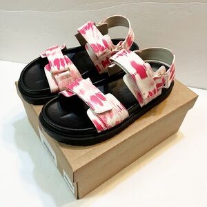 Anthropologie by Maeve Slingback Sandals Pink and White Women’s Size 10